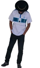 African Men’s Shirt Kente Patches With Embroidery (shirt Chest :43 in)