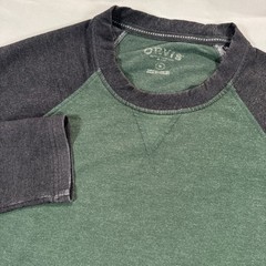 Orvis Long Sleeve Pullover Shirt Mens Medium Green Black Colorblock Fisherman