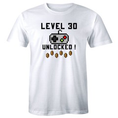 Level 30 Unlocked Funny Gamer 30th Birthday Gift Short Sleeve T-Shirt for Men