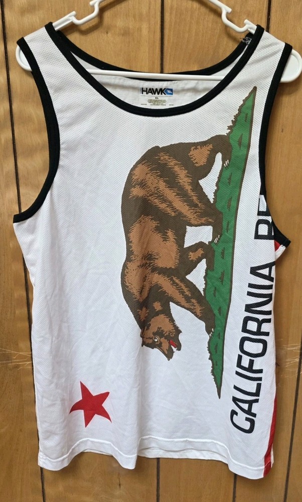 Tony Hawk Men’s Sleeveless Crew Neck Mesh Tank Bear Graphic White/Black XL