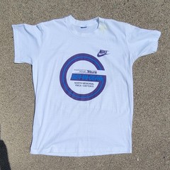 Vtg 80s Nike Swoosh Running Race Get In Gear T-shirt Single Stitch White Med USA