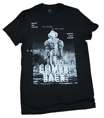 It Stephen King’s Adult New T-Shirt – It Comes Back Pennywise B & W Box Pic