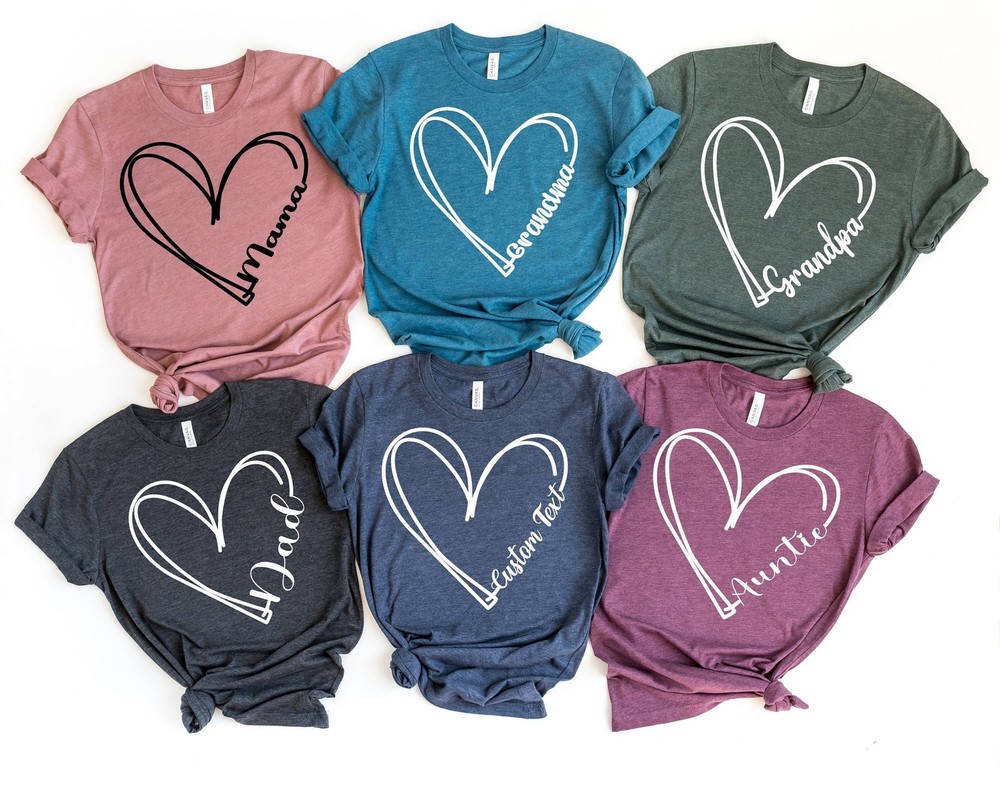 Custom Text Heart Line Shirt Double Heart Shirt Your Name Heart Line Shirt Custo
