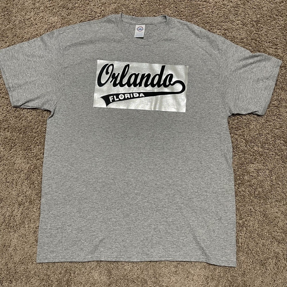 Orlando Florida Shirt Mens XL Grey Baseball Glossy Silver Logo Delta Pro Weight