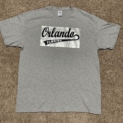 Orlando Florida Shirt Mens XL Grey Baseball Glossy Silver Logo Delta Pro Weight