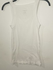 Papi Premium Cotton Modern Square Neck Tank Style Medium White Ribbed
