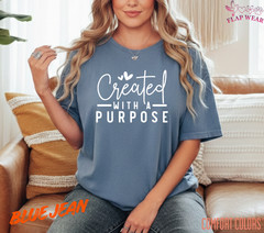 Unisex Created With A Purp T-Shirt, Men T shirt,Women T shirt Gift Christian Top