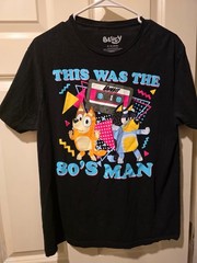 Vtg Bluey This Was The 80s Man T Shirt Mens Black Bandit Bingo Cassette M P8