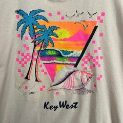 KEY WEST Shirt Adult L Florida Beach 80s Single Stitch Cotton Blend Pink USA VTG