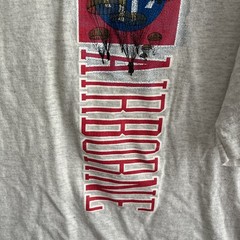 Soffe Mens T Shirt Gray Airborne Graphic XL Cotton Crew Vintage 90s Singel Stich