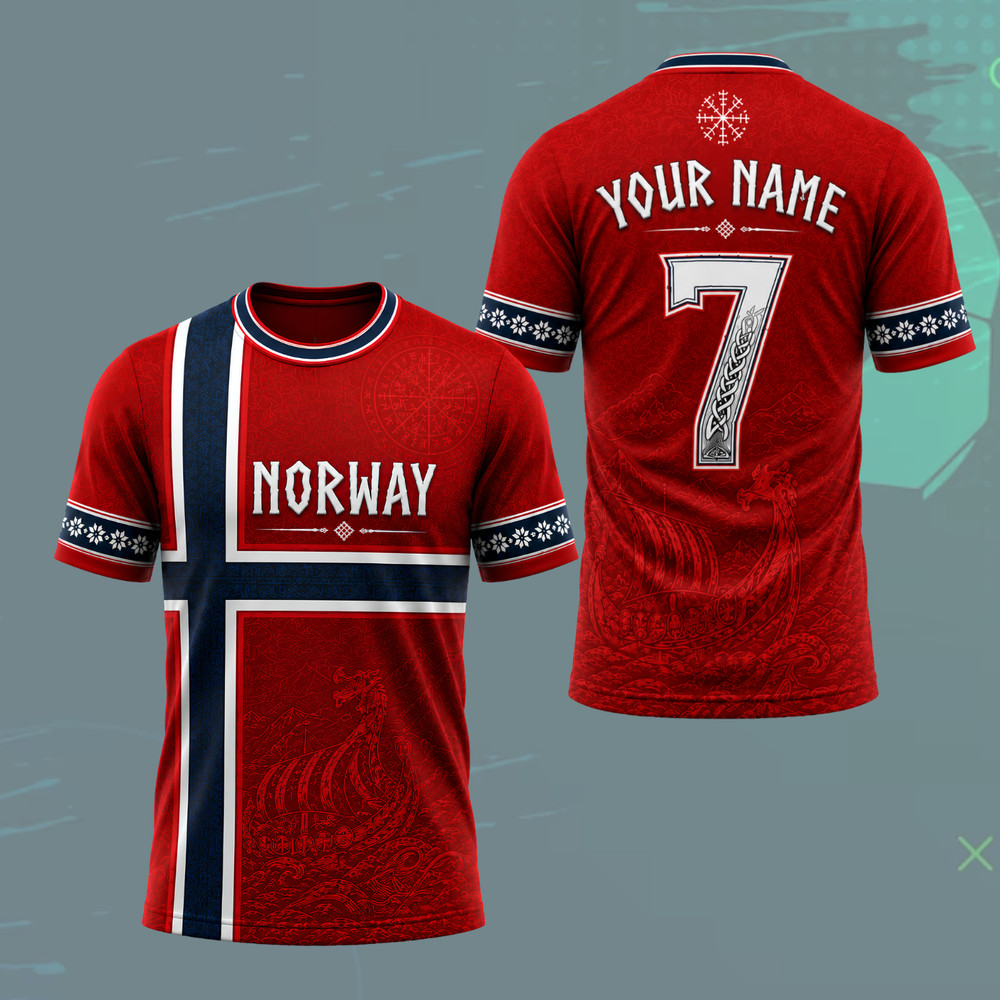Mens Norway Soccer Jersey Custom Name Number Norwegian Football Shirt (S-5XL)
