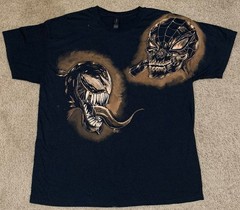 1/1 XL Spider Man Venom Custom Hand Drawn Bleach Art Black Short Sleeve Shirt