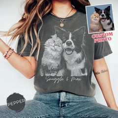 Personalized Custom Dog Portrait Comfort Tee Shirt Pet Owner