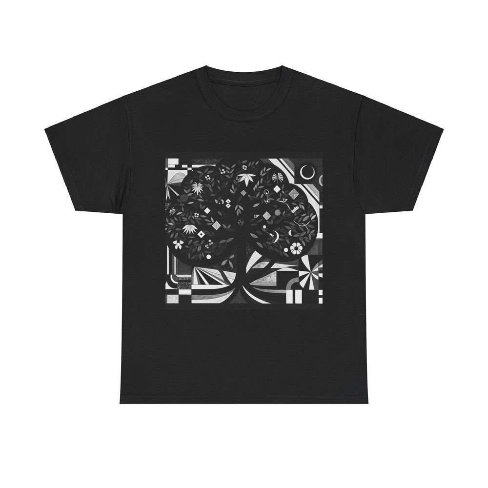 Unisex Adult T Shirt Monochrome Art Deco Grand Tree Nature Lover Vintage Style