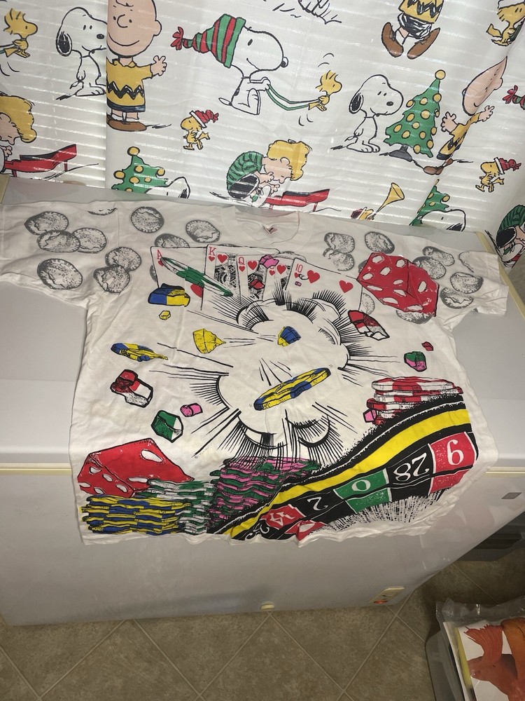 Rare VTG 90s Casino Dice Roulette, Color￼All over Print SINGLE STITCH TShirt XL