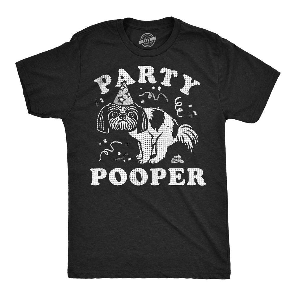 Mens Funny T Shirts Party Pooper Dog Sarcastic Graphic Novelty Tee for Men