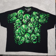 Liquid Blue Skull Pile T-Shirt Mens 6XL Black AOP Glow N Dark Travis Scott 2017