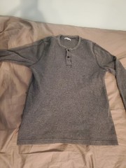Wallace And Barnes Mens Large Gray Waffle Long Sleeve Henley Shirt