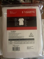 Giovanni White Men’s 100% Cotton Crew Neck T-Shirt 1st Quality. 3 Pack Small