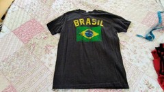 Brasil T Shirt, Brasil Flag Grey Green Yellow LG. Short Sleeve