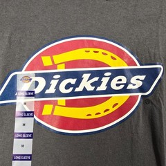 Dickies Logo SHIRT Mens MEDIUM M Gray Casual Work Relaxed Fit Long Sleeve NWT