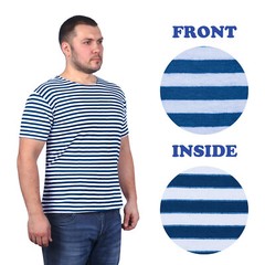 Men’s Striped Short Sleeved T-Shirt 100% Cotton Dark Blue Original Telnyashka