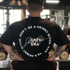 Men’s Workout Gym Loose Fit Round Neck Graphic Cotton T-shirt Summer Streetwear