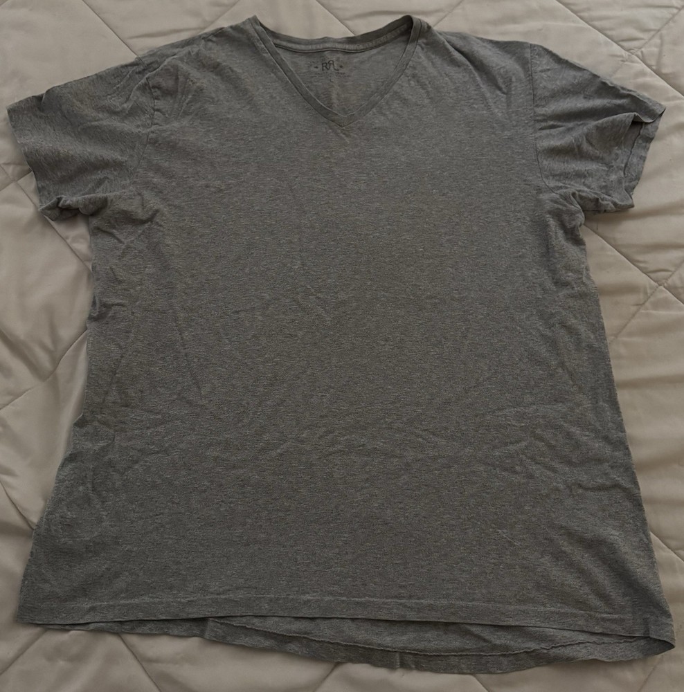 RRL Double RL Ralph Lauren V-Neck T Shirt Size L Color Grey