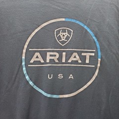 Ariat Mens Medium Blue Graphic T Shirt USA Logo Buckle Western Casual Tee