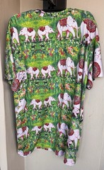 Tommy Vann Short Sleeve T-Shirt Pink Elephants/Green Floral Indian Art To Wear L