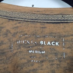 Buckle Black Henley Cotton Blend Mens Medium Long Sleeve Brown Shirt