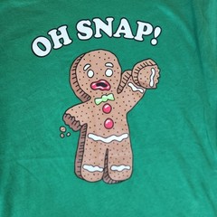 Holiday Time Oh Snap Gingerbread Man Graphic T-Shirt Christmas Tee Green