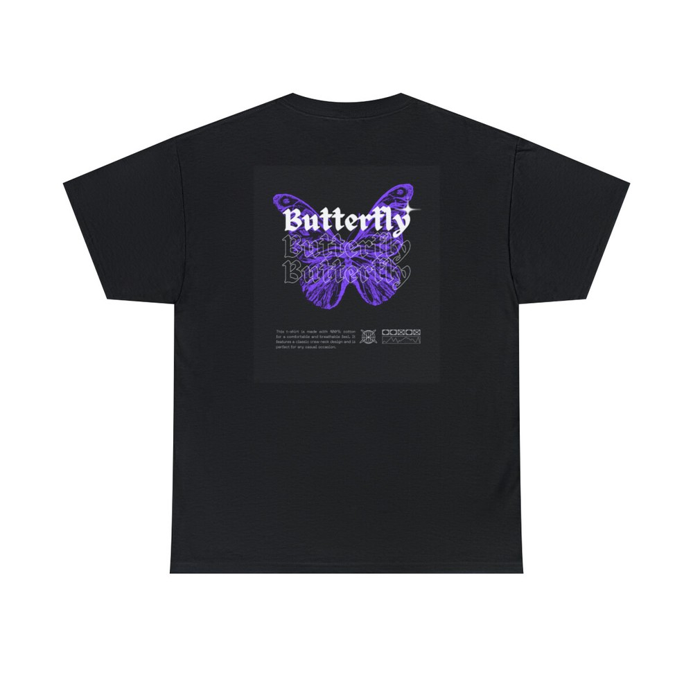 Unisex Heavy Cotton Tee with purple butterfly