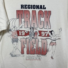 Vintage Single Stitch MHSAA 1997 Track & Field Distressed T-Shirt M Michigan Tee