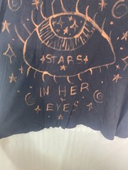 Pharrahisdope Hand Painted Bleach Art Cropped T Shirt Size L Mushrooms Stars Eye