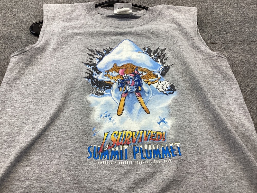 Vintage Disney Blizzard Beach I Survived Summit Plummet Tank Top Gray X-Large