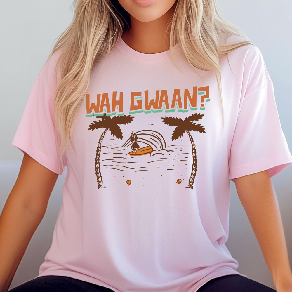 Wah Gwaan? Beach Palm Tree T-Shirt | Retro Island Vibes Shirt, Jamaica Tee