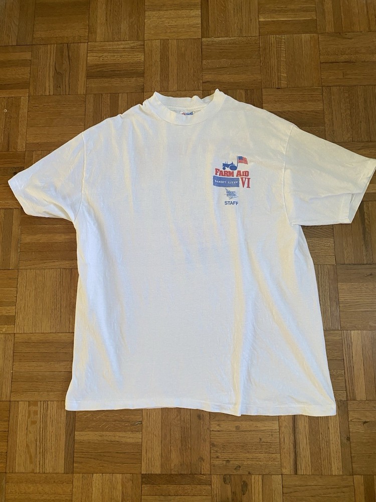 Rare Vintage 1993 Single Stitch Farm Aid VI Iowa Willie Nelson Staff Shirt XL