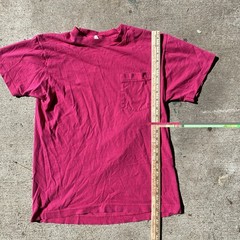Vintage 70s Fruit of the Loom Pocket Tee SHirt Pink Fuscia Single Stitch Medium