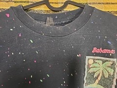 Vtg 90’s Bahamas Beach Paint Splash Shirt, Size XL, Black, Sherry Mfg