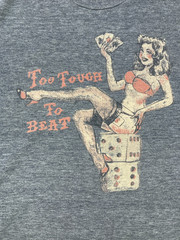 Lucky Brand Too Tough To Beat Pin Up Sexy Girl Graphic T-shirt Men Medium Blue