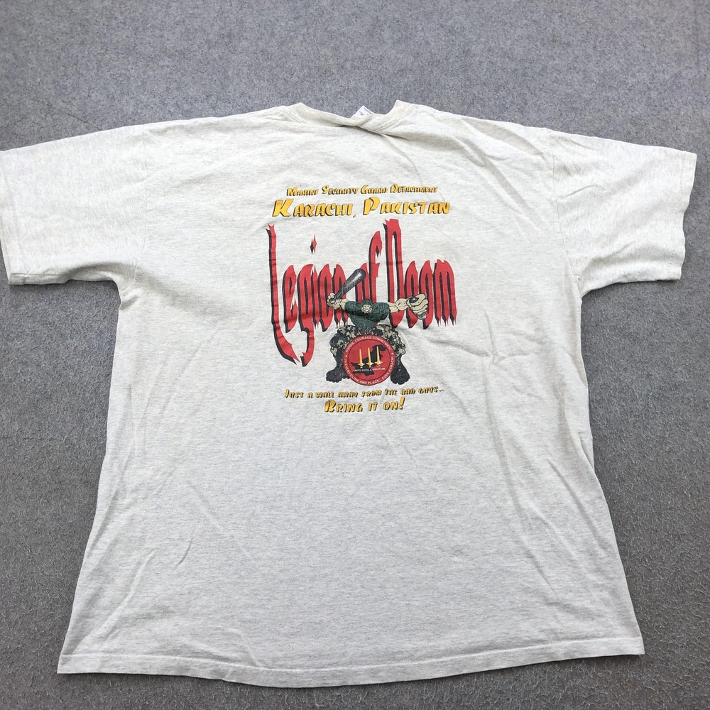 Vintage Marine Shirt Mens XL Legion Of Doom Karachi Pakistan Security Guard 90s