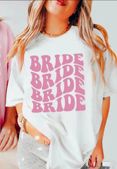 BRIDE BRIDAL T-SHIRT BACHELORETTE WEDDING PARTY GRAPHIC TEE WHITE PINK MEDIUM