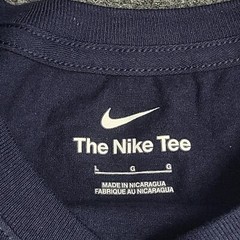 Nike Shirt Mens Large Navy Blue Red Spell Out Sportswear Cotton New Tee 53