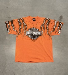 Vintage 90’s Harley Davidson Lightning AOP Tee Shirt, Rare Piece.