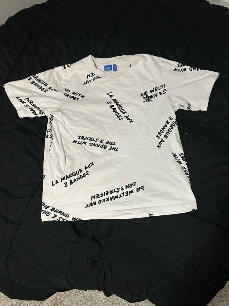 Adidas Originals Multi-Language All Over Print T-Shirt White Size M