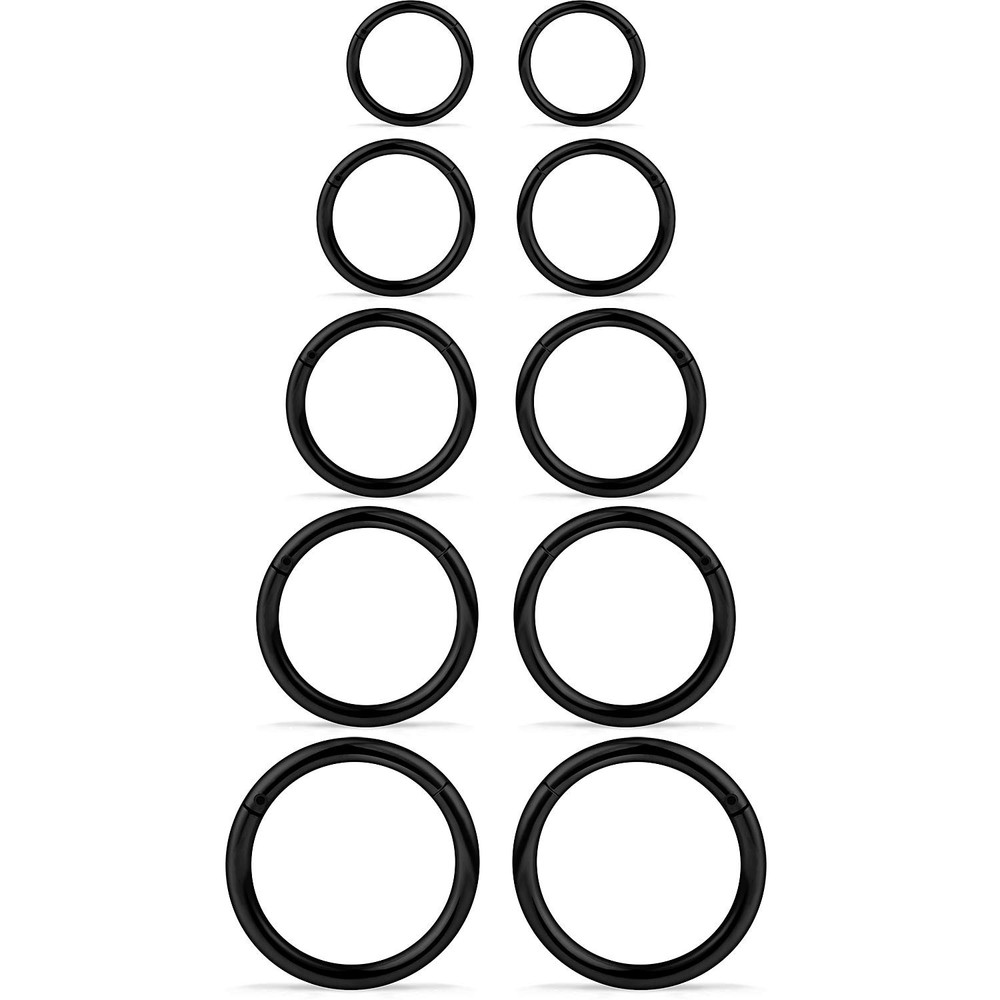 10PCS 14G Stainless Steel Hinged Clicker Segment Septum Nose Lip Ring Hoop Ca…
