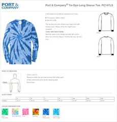 Port & Company Mens Tie-Dye 100% Cotton Long Sleeve Standard Fit T-Shirt PC147LS