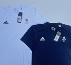 Adidas Training Shirt Team GB Olympic Tee Gym White Blue 2XS XS S M L XL 2XL 3XL