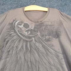 Unbranded Men’s Skull Print T-Shirt Tan 3XL Short Sleeve Crew Neck Straight Hem